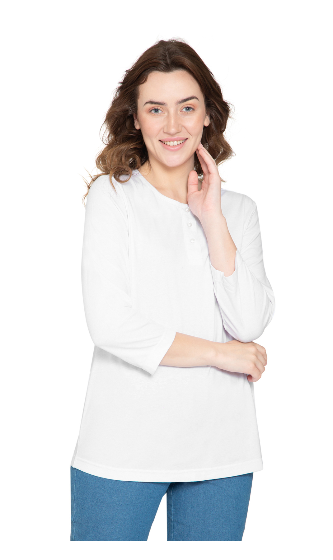 3/4 Sleeve Henley Top