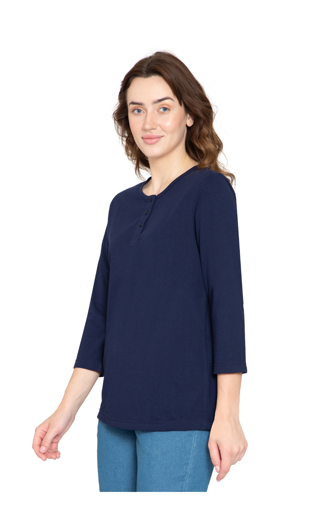 3/4 Sleeve Henley Top
