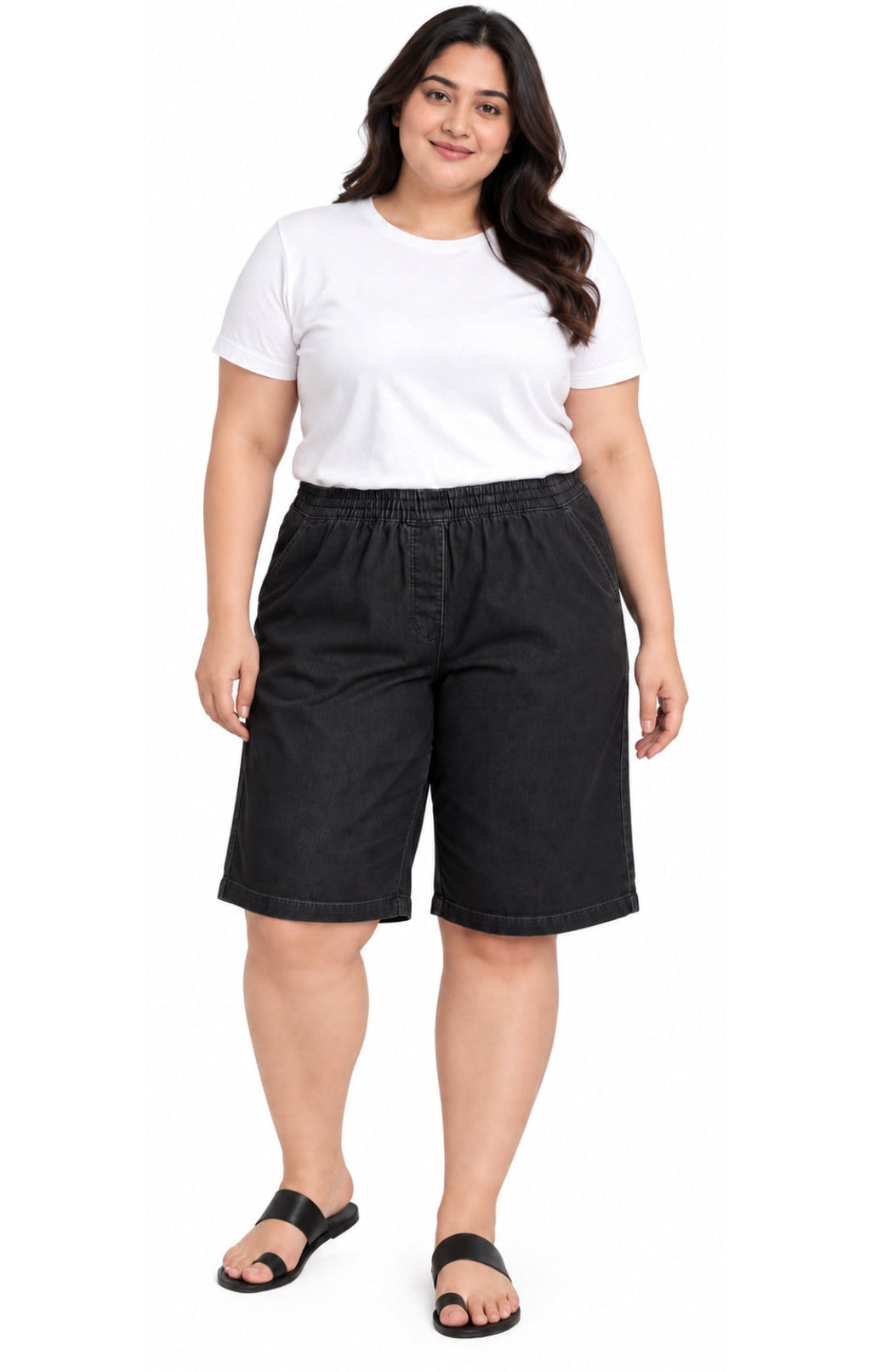 Women's Easy Pull-On Bermuda Shorts in Denim and Twill