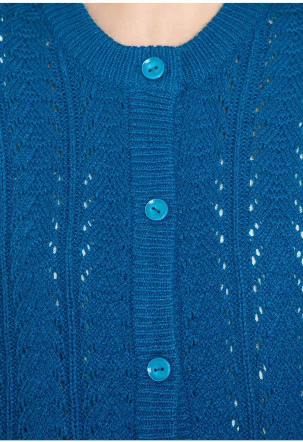 Crochet Pointelle Button Front Cardigan