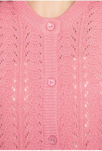 Crochet Pointelle Button Front Cardigan