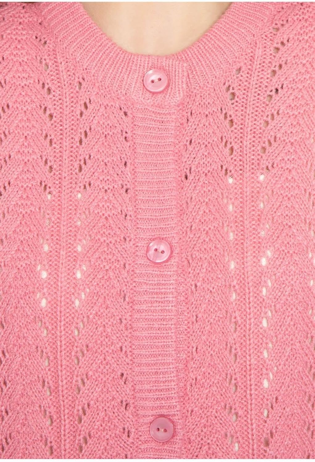 Crochet Pointelle Button Front Cardigan