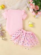 Children's Ruffled Graphic Bodysuit and Skirt Set