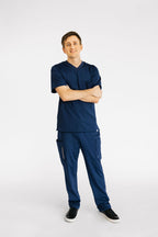 Men's Navy Blue V-Neck Scrub Top