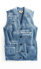 Rib Knit Button Front Sweater Vest