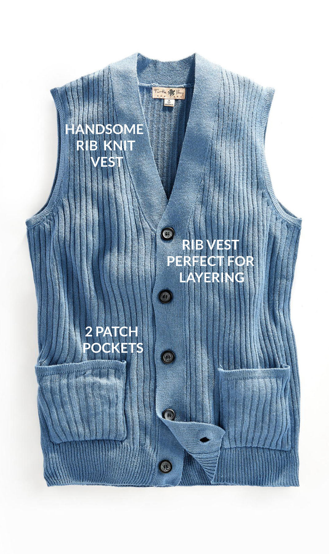 Rib Knit Button Front Sweater Vest