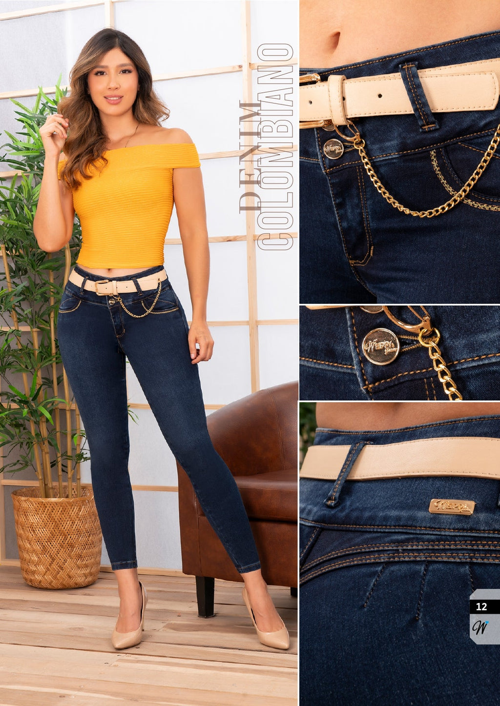 Mid Rise Skinny Jeans With Chain