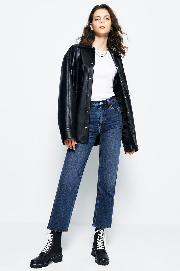 Manhattan High Rise Straight Ankle Jeans HJ160