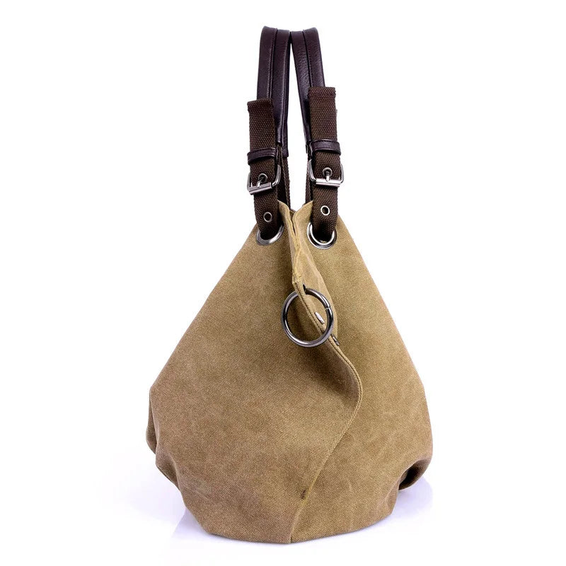 Women's Canvas Bucket Shoulder Bag