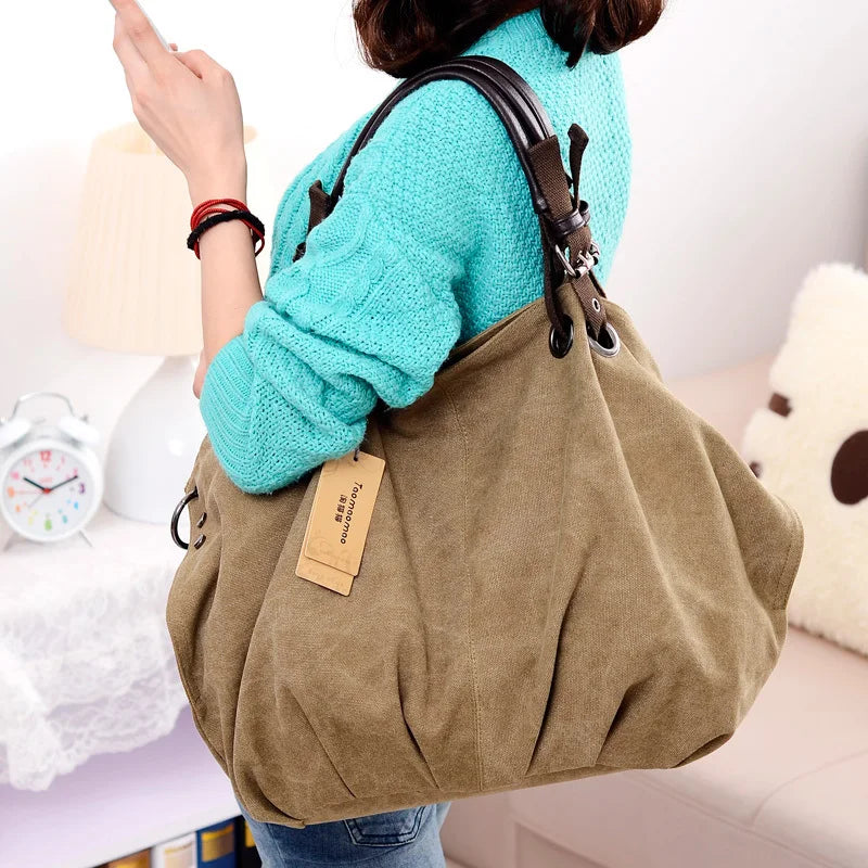 Women's Canvas Bucket Shoulder Bag