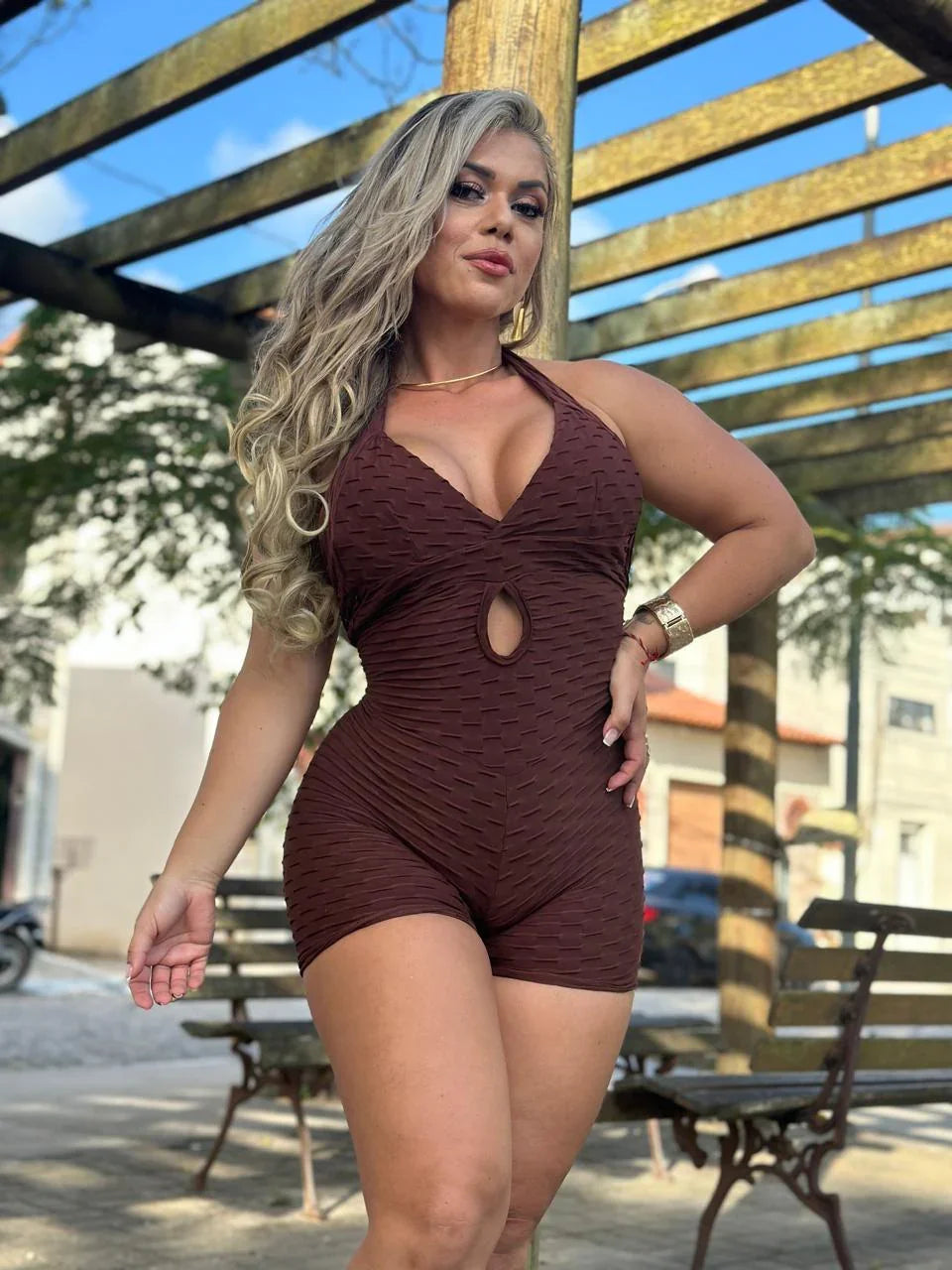 Scrunch Back Wave Short Jumpsuit
