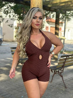 Scrunch Back Wave Short Jumpsuit