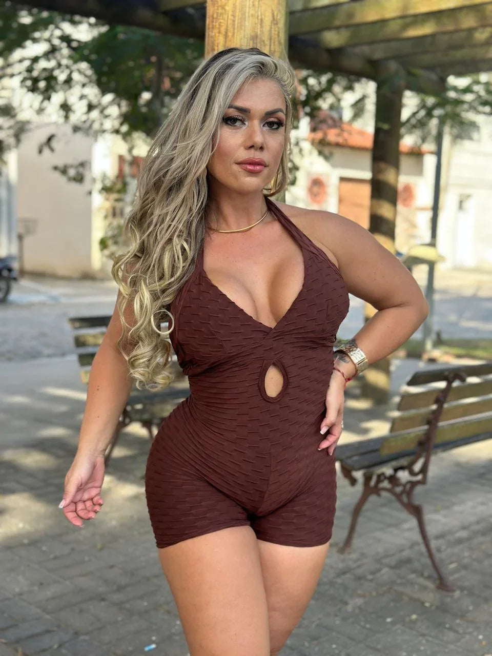 Scrunch Back Wave Short Jumpsuit