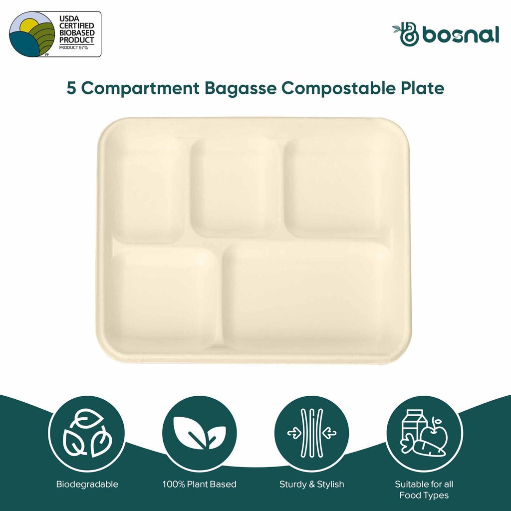 10 Inch Five Compartment Trays
