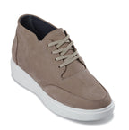 CALTO - J1770  - 3.2 Inches Taller (Khaki) - Casual Chunky Sole Boots – Soft Pebble Grain Nubuck Leather