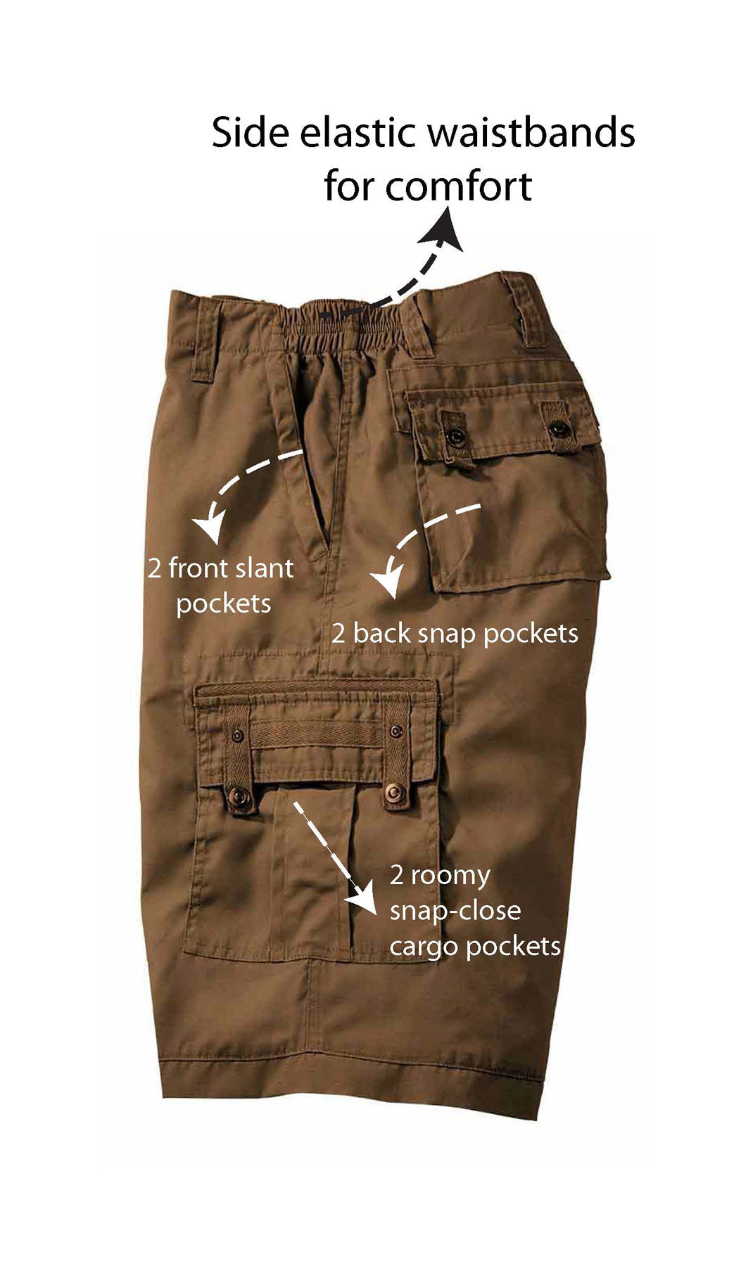 Elastic Waist Cargo Shorts