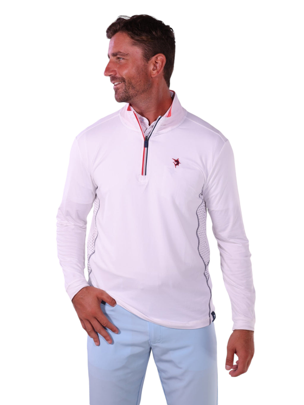 White Performance Quarter Zip