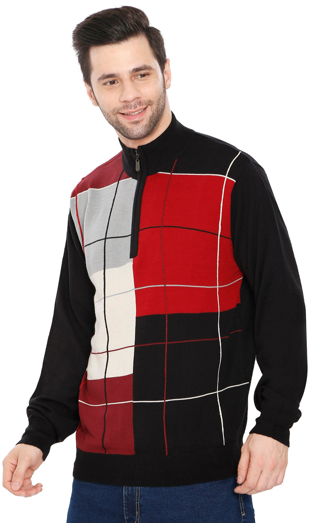 Color Block Quarter Zip Sweater