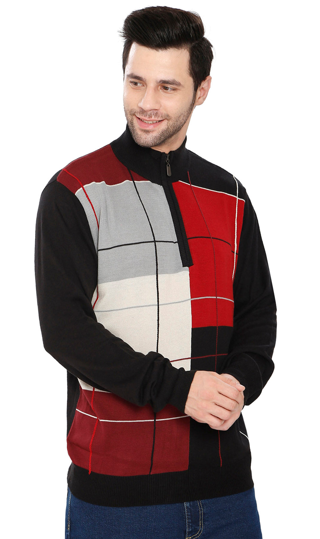 Color Block Quarter Zip Sweater