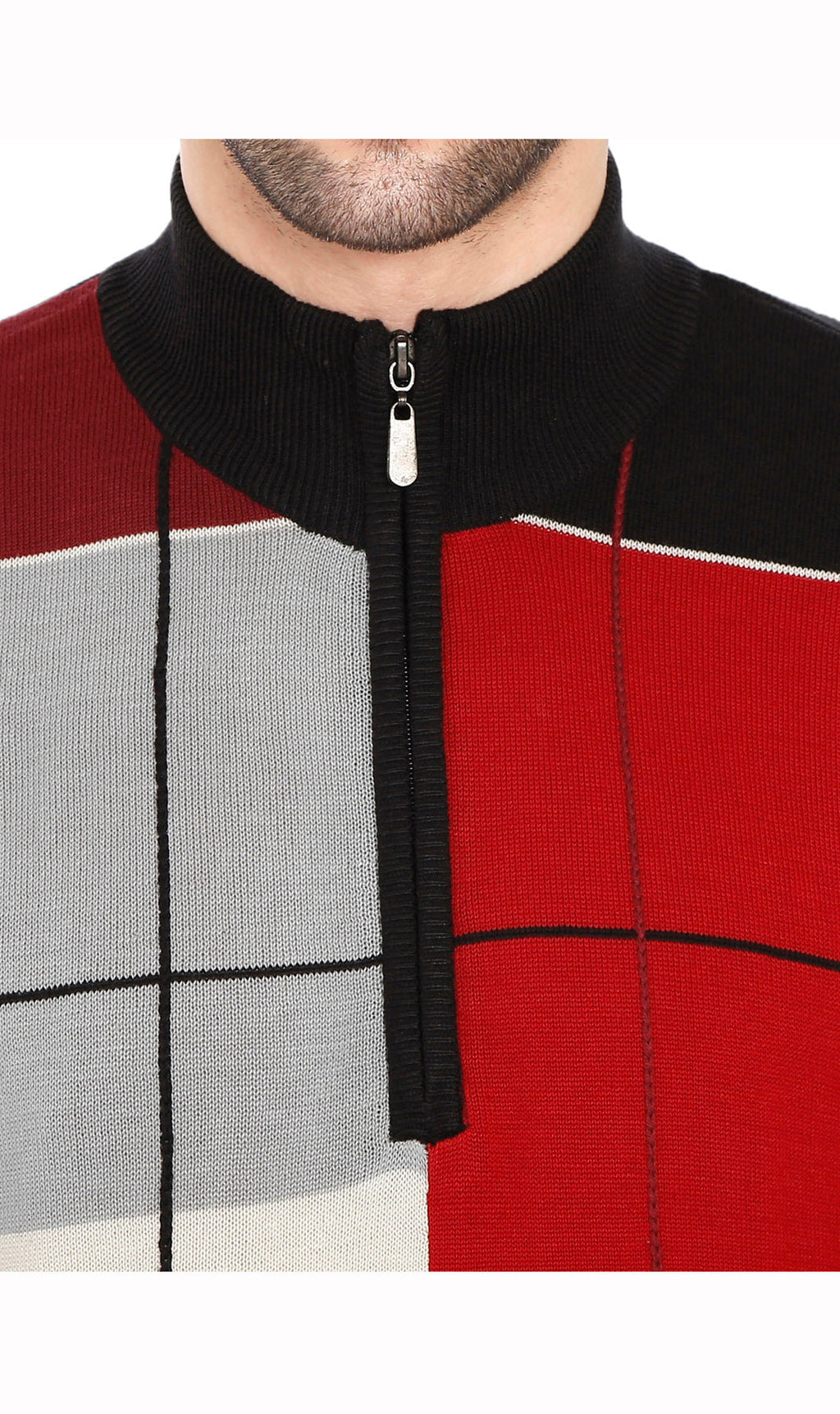 Color Block Quarter Zip Sweater