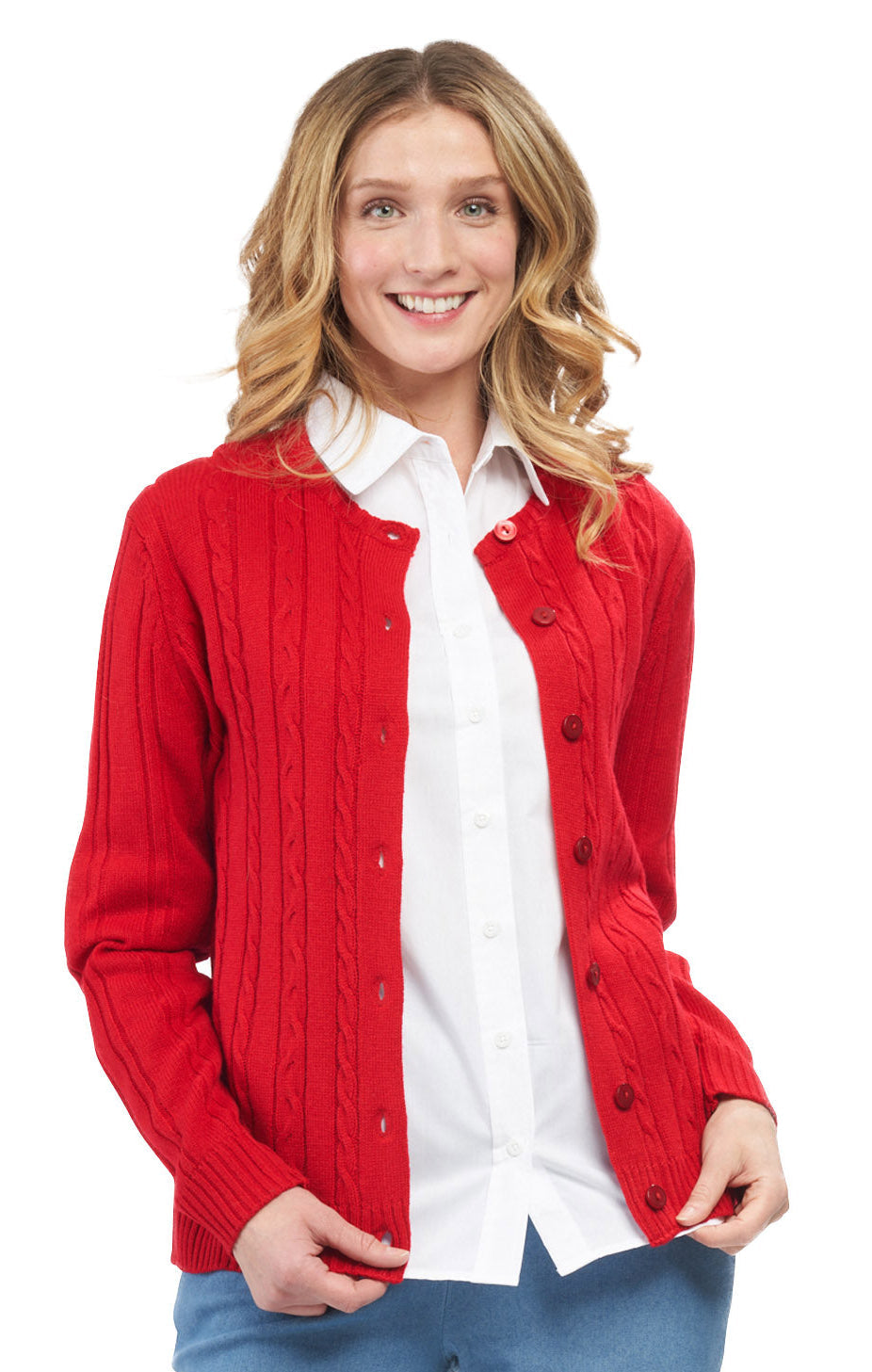 Cable Knit Button Front Cardigan