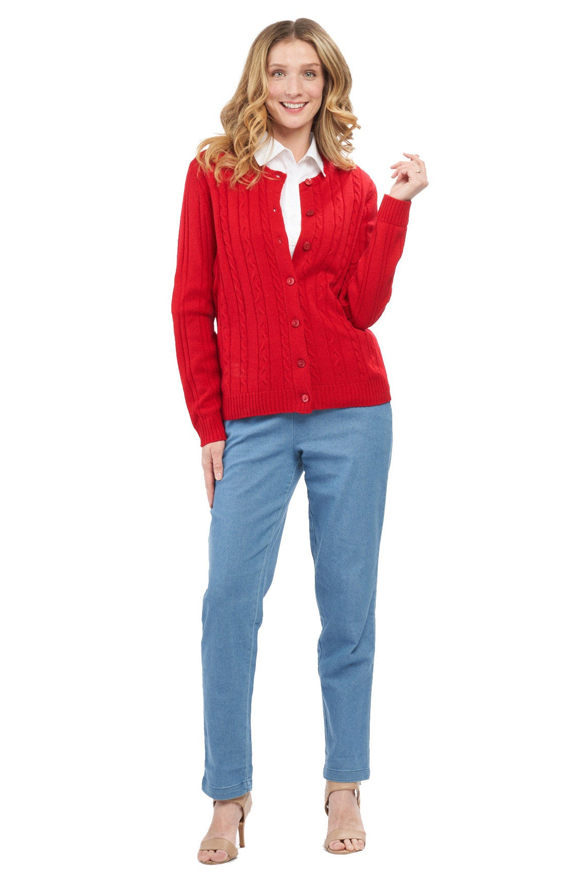 Cable Knit Button Front Cardigan