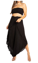 Sakkas Vanessa Women's Bandeau Tube Top & Wide leg Gaucho Pants Set Palazzo Boho - Buy One Get One