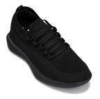 CALTO - QA060 - 2.4 Inches Taller (Black/Black Sole) - Lightweight Knitted Sneakers