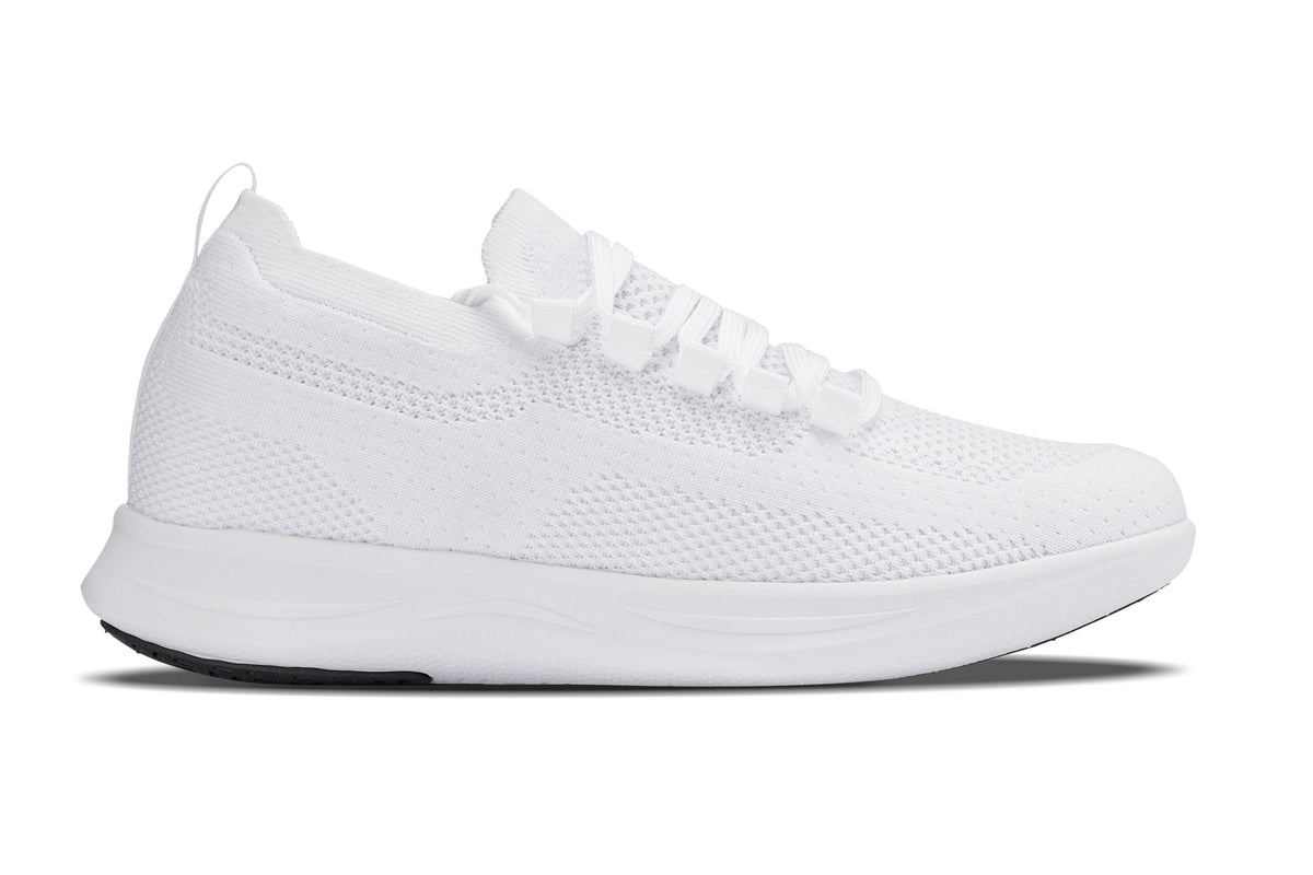 CALTO - QA061 - 2.4 Inches Taller (White/White Sole) - Lightweight Knitted Sneakers