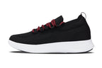 CALTO - QA064 - 2.4 Inches Taller (Black/Red/White Sole) - Lightweight Knitted Sneakers
