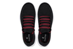 CALTO - QA064 - 2.4 Inches Taller (Black/Red/White Sole) - Lightweight Knitted Sneakers