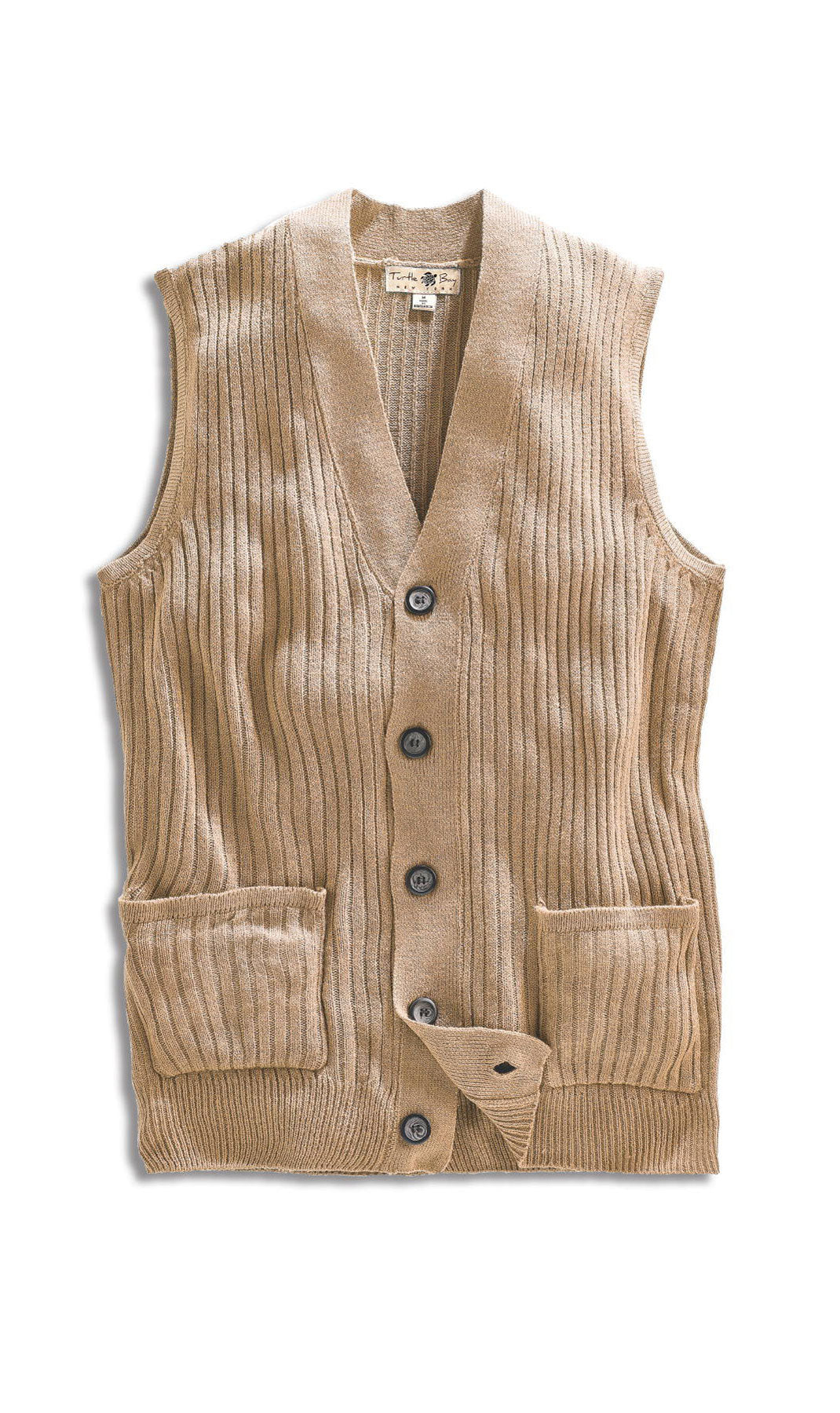 Rib Knit Button Front Sweater Vest