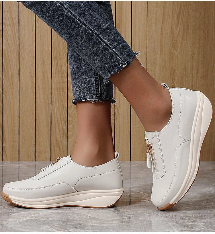 White Casual Flat Sneakers