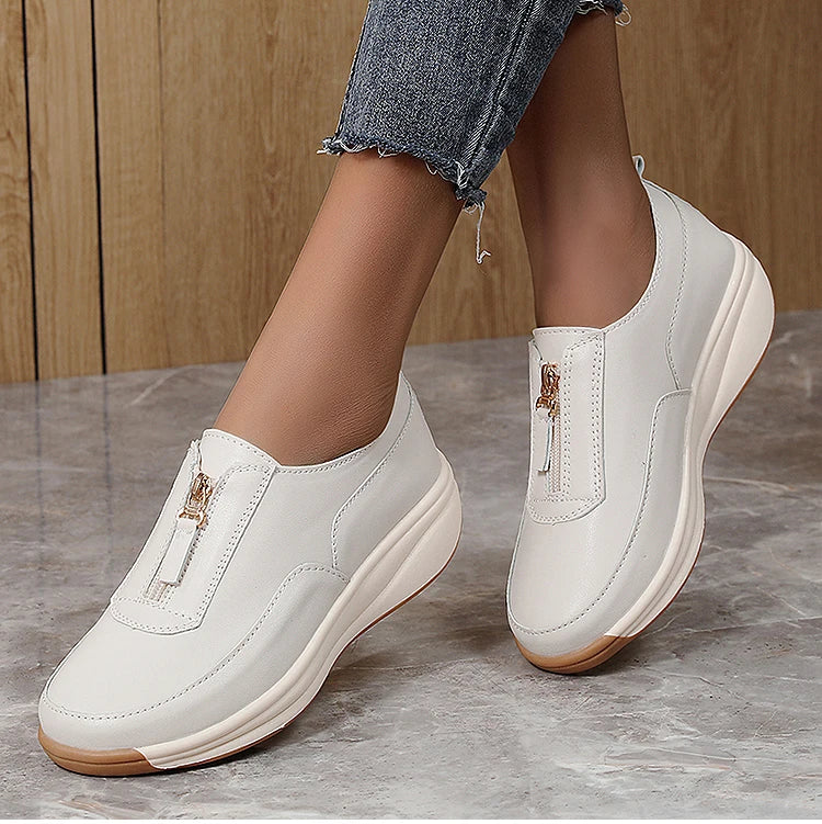 White Casual Flat Sneakers