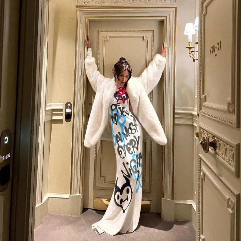Graffiti Turtleneck Maxi Dress