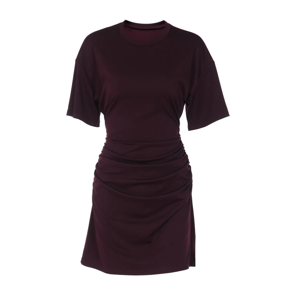 Pleated V-Neck Knee Length Dress