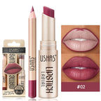 Professional 2PCS Lip Liner Lipstick Set Matte Finish High Pigment Long Lasting Waterproof Sweatproof Cosmetic Beauty Kit