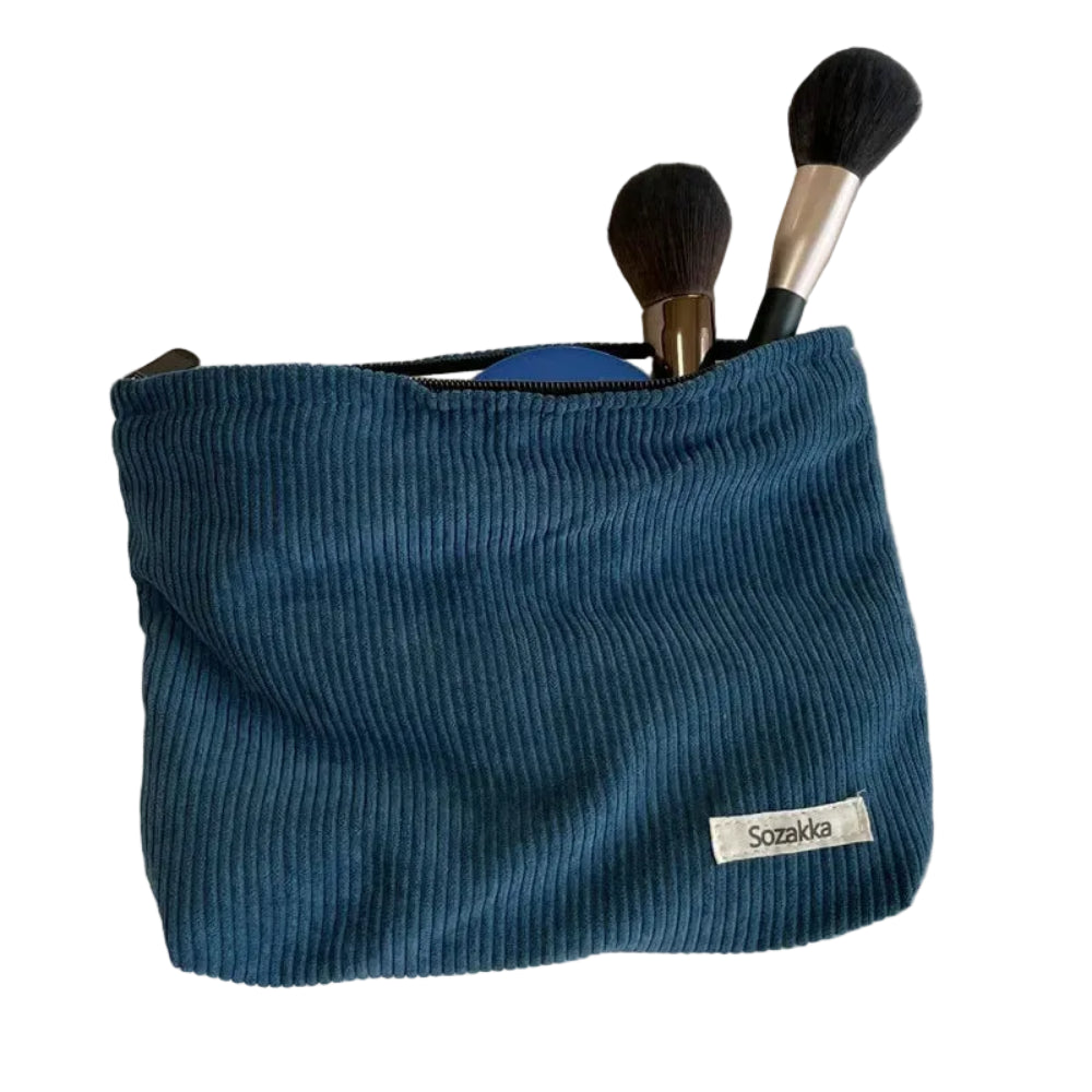 Soft Corduroy Cosmetic Organizer Bag