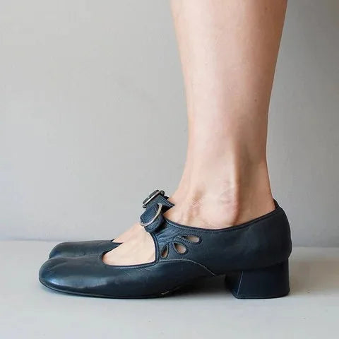 Women's Low Heel Buckle Pumps