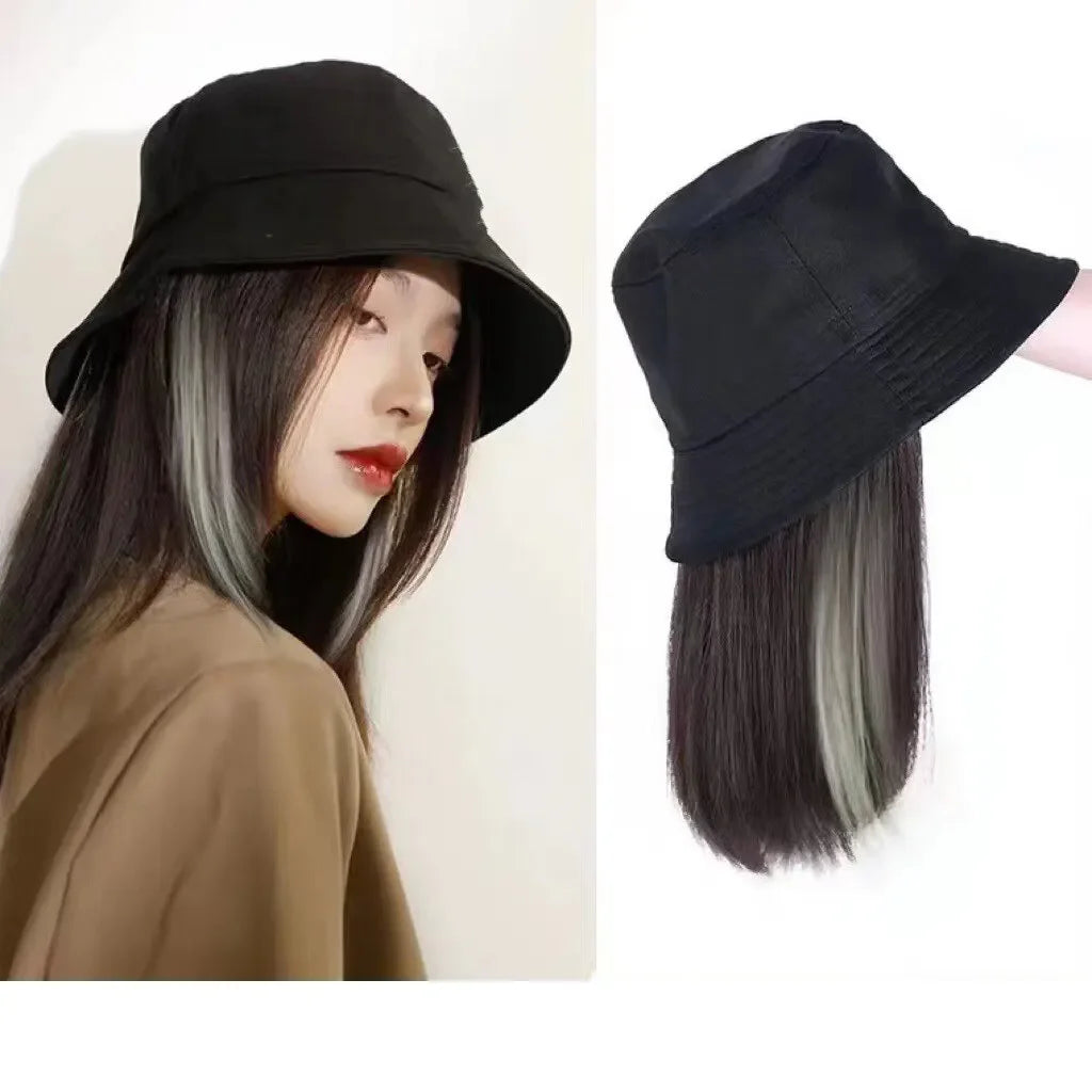 Hat Wig Straight Hair