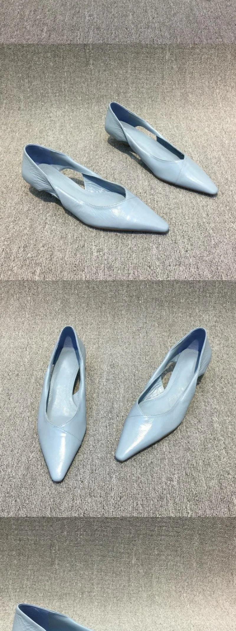 Blue Pointed Toe Low Heel Sandals