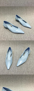 Blue Pointed Toe Low Heel Sandals
