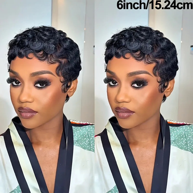 Short Layered Curly Pixie Wig