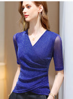 Elegant Glitter V-Neck Top
