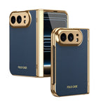High Quality Plating PU Leather Texture Phone Case for IPhone Duo 5G 2026 with Tempered Glass Screen Protect Shockproof Cover