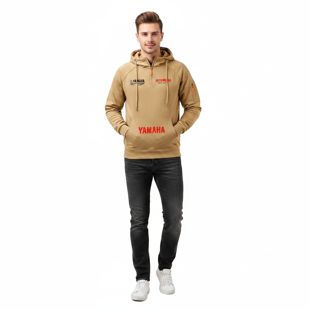 2026 Yamaha Autumn and Winter Vintage Heavy-Duty Men’s Fleece Hooded Sweater