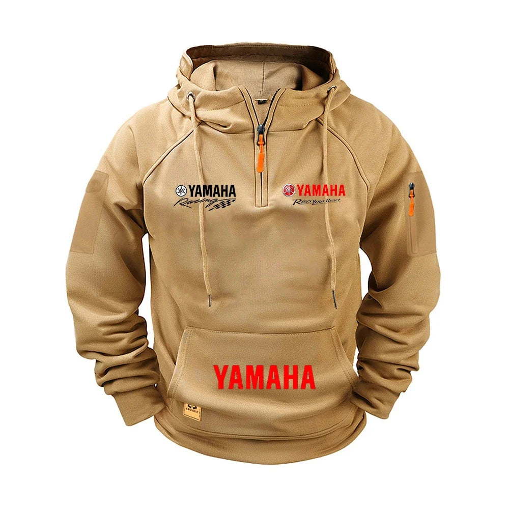 2026 Yamaha Autumn and Winter Vintage Heavy-Duty Men’s Fleece Hooded Sweater