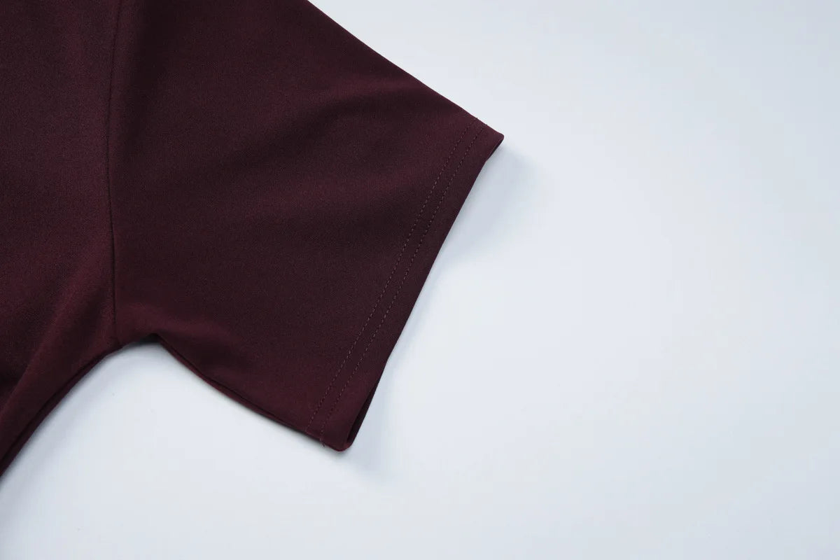 Pleated V-Neck Knee Length Dress