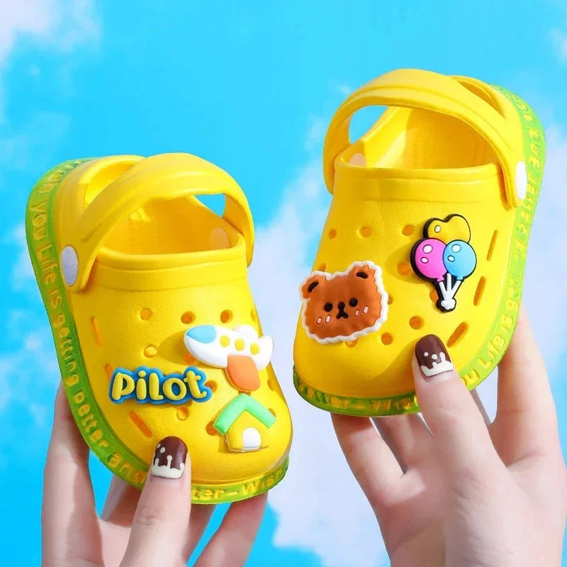 Summer Sandals, Girls, Kids, Baby Boys, Cartoon Sandals, Flat Heel, Soft Slippers, Garden Shoes