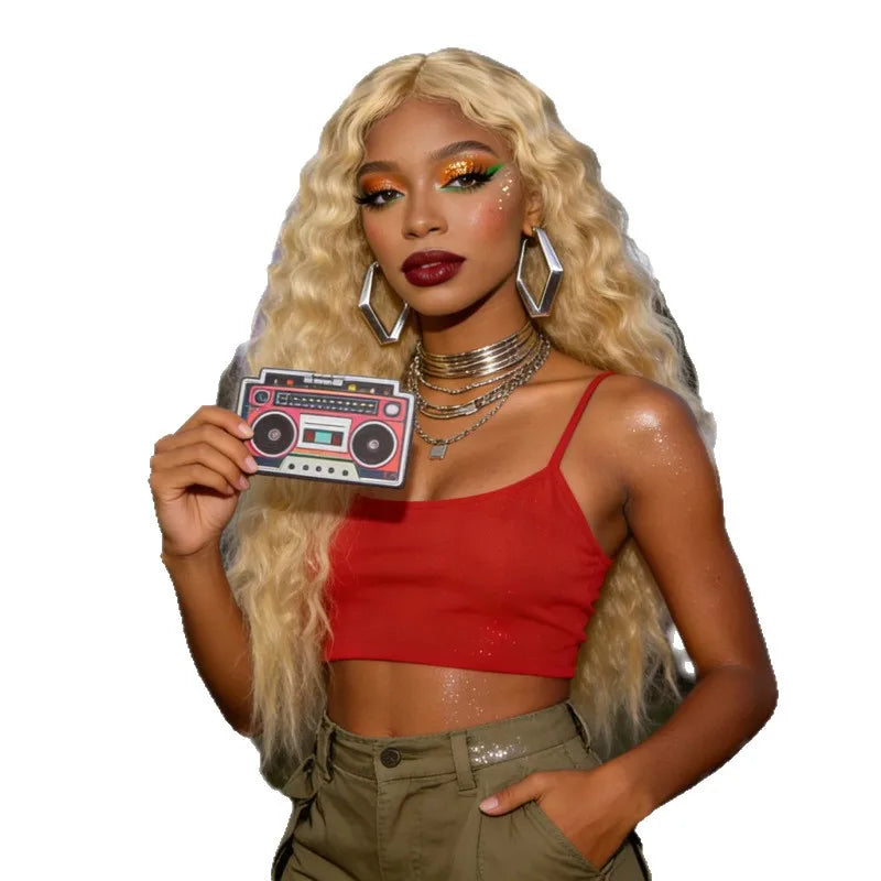 Long Blonde Curly Synthetic Wig